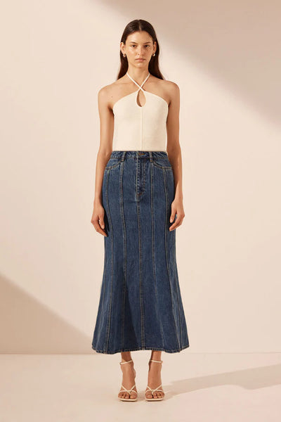 Tovere Godet Flared Midi Skirt - Indigo A FURTHER 15% OFF AUTOMATICALLY APPLIED AT CHECKOUT - et seQ fashion
