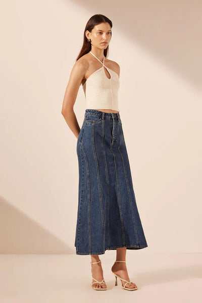 Tovere Godet Flared Midi Skirt - Indigo A FURTHER 15% OFF AUTOMATICALLY APPLIED AT CHECKOUT - et seQ fashion