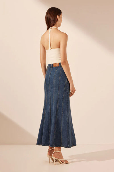 Tovere Godet Flared Midi Skirt - Indigo A FURTHER 15% OFF AUTOMATICALLY APPLIED AT CHECKOUT - et seQ fashion