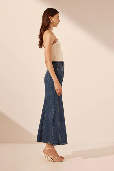Tovere Godet Flared Midi Skirt - Indigo A FURTHER 15% OFF AUTOMATICALLY APPLIED AT CHECKOUT - et seQ fashion
