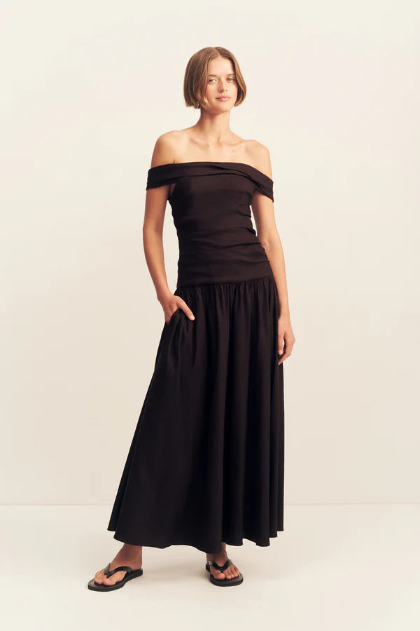 Brooks Off Shoulder Maxi Dress - Ganache