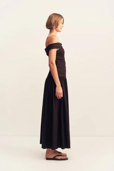 Brooks Off Shoulder Maxi Dress - Ganache