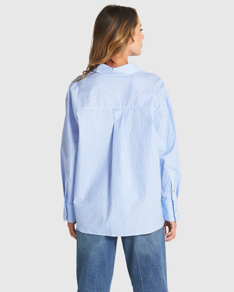 Sweet Jane Shirt - Floral / Blue Stripe