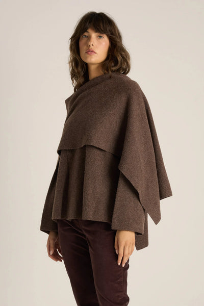 Amaris Cape Coatigan - Chocolate Marle - et seQ fashion
