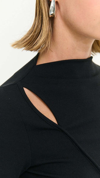 Alexi Assymetric Detail Midi Dress - Black - et seQ fashion