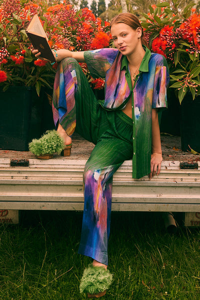 Tapestry Elastic Waist Pant - Bayberry Print - 25% OFF AUTOMATICALLY APPLIED AT CHECKOUT