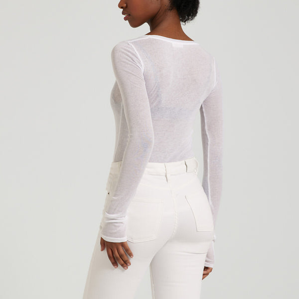 Massachusetts Scoop Neck Neck L/S Tee - White