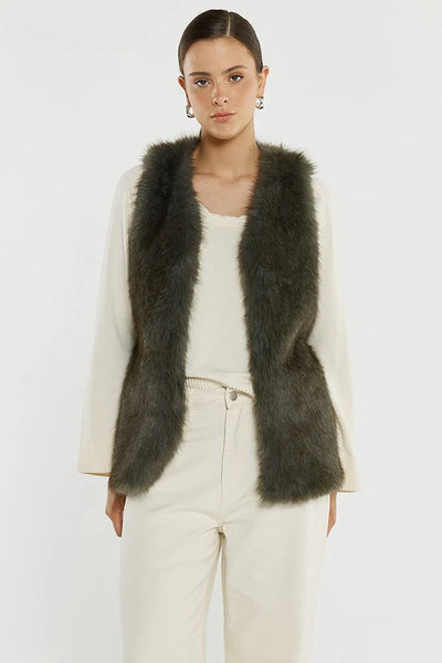 Riya Fur Gilet - Evergreen - et seQ fashion