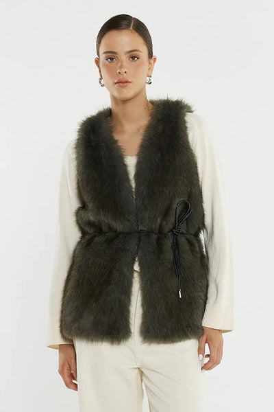 Riya Fur Gilet - Evergreen - et seQ fashion