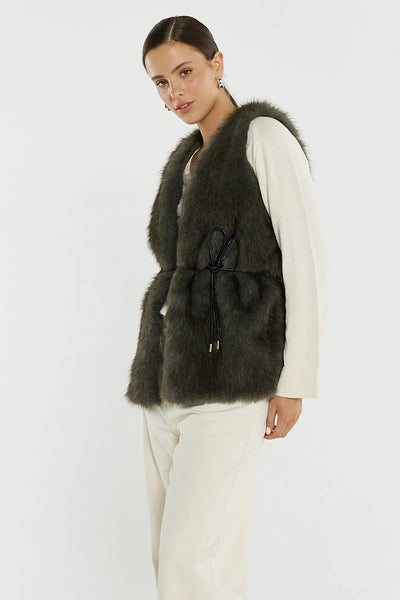 Riya Fur Gilet - Evergreen - et seQ fashion