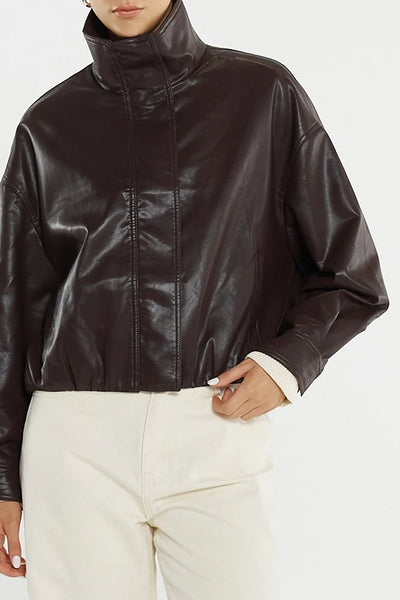 Jude Leather Look Bomber - Burgandy - et seQ fashion