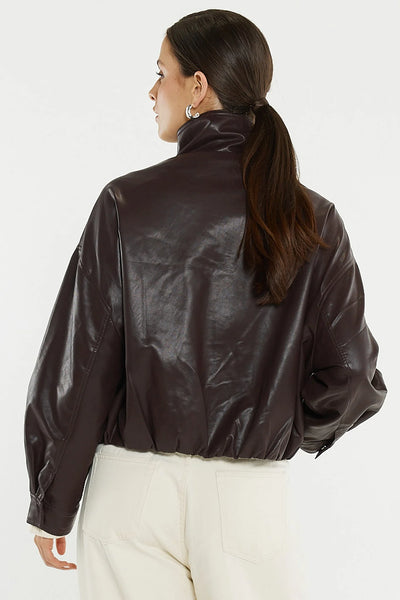 Jude Leather Look Bomber - Burgandy - et seQ fashion