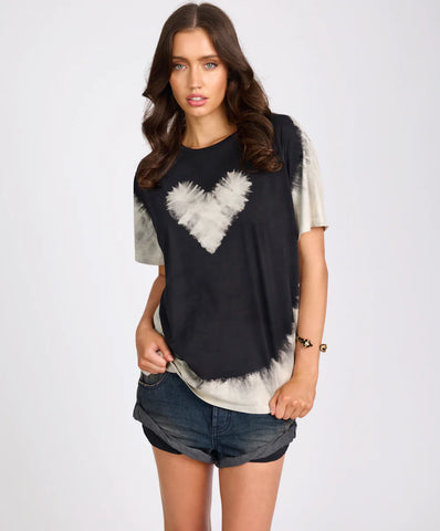 Beaming Heart Boyfriend Tee - White / Black