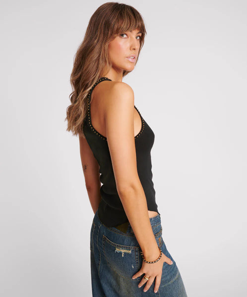 Hand Beaded Ramone Tank - Black