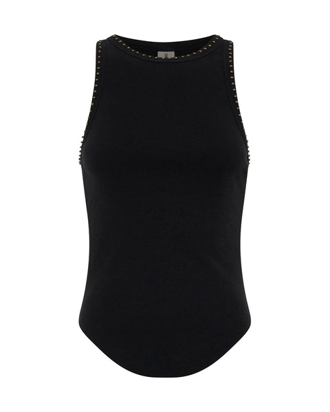 Hand Beaded Ramone Tank - Black