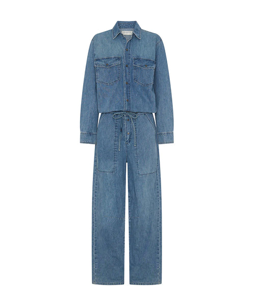 Izzy Drawstring Overall Jumpsuit - Salty Dog