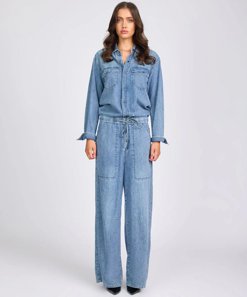 Izzy Drawstring Overall Jumpsuit - Salty Dog