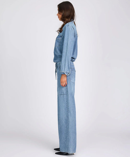 Izzy Drawstring Overall Jumpsuit - Salty Dog