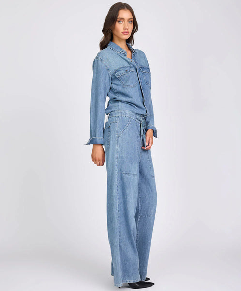 Izzy Drawstring Overall Jumpsuit - Salty Dog