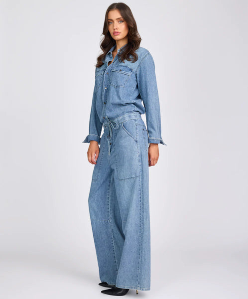 Izzy Drawstring Overall Jumpsuit - Salty Dog
