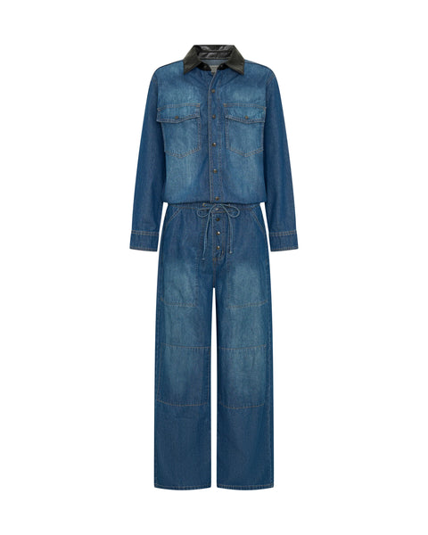 Izzy Drawstring Boiler Jumpsuit - Blue Pasadena