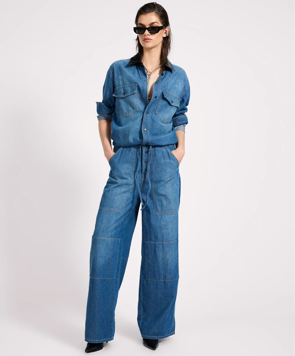 Izzy Drawstring Boiler Jumpsuit - Blue Pasadena