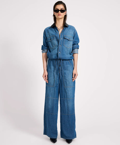 Izzy Drawstring Boiler Jumpsuit - Blue Pasadena