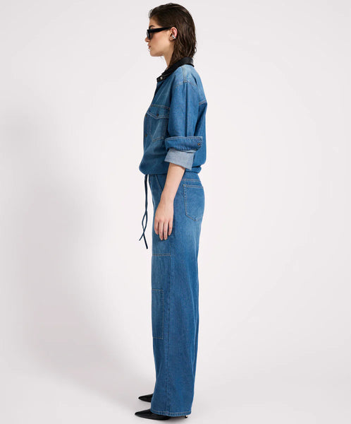 Izzy Drawstring Boiler Jumpsuit - Blue Pasadena