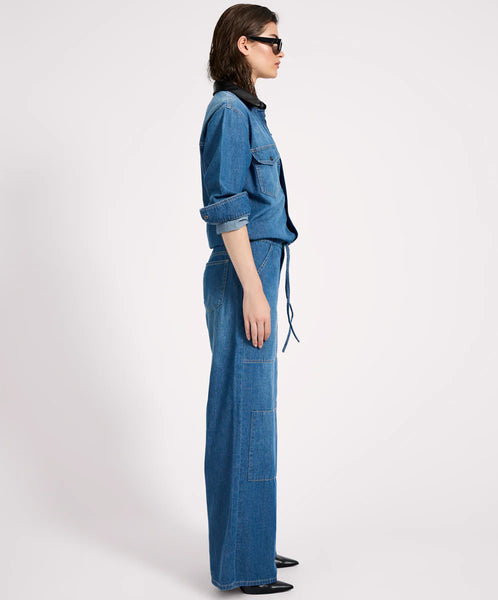 Izzy Drawstring Boiler Jumpsuit - Blue Pasadena