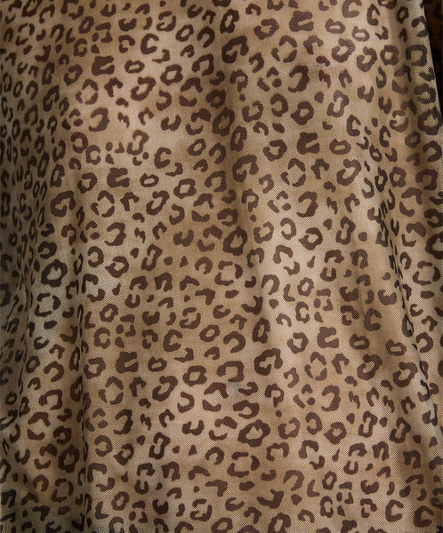 Mesh Striped Oversized Kobe Tee - Khaki Cheetah Print