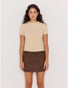 Apollo Rib Knit Tee - Beige