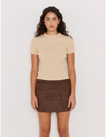 Apollo Rib Knit Tee - Beige