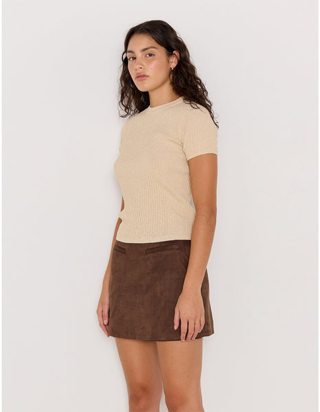 Apollo Rib Knit Tee - Beige