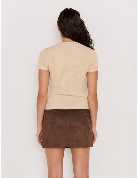 Apollo Rib Knit Tee - Beige