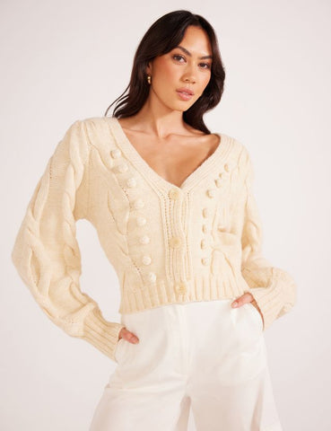 Myrtle Cable Knit Cardigan - Cream