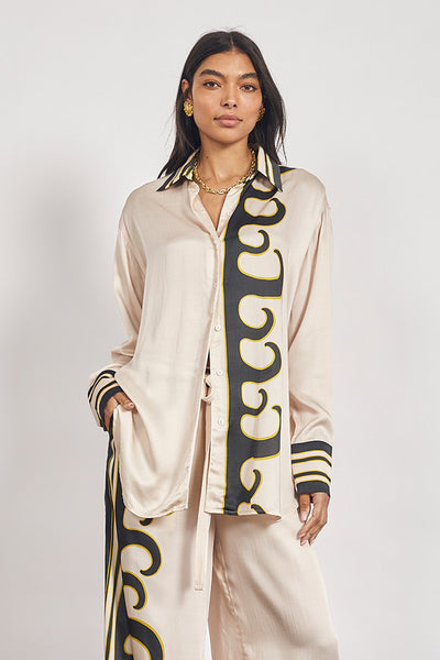 Tide Long Sleeve Satin Shirt - Ecru A FURTHER 15% OFF AUTOMATICALLY APPLIED AT CHECKOUT