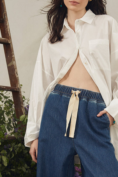 Elastic Waist Pant - Mid Blue A FURTHER 15% OFF AUTOMATICALLY APPLIED AT CHECKOUT