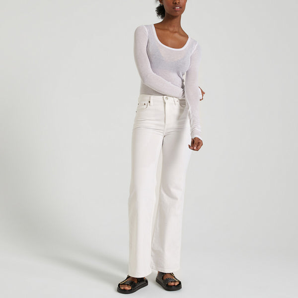 Massachusetts Scoop Neck Neck L/S Tee - White