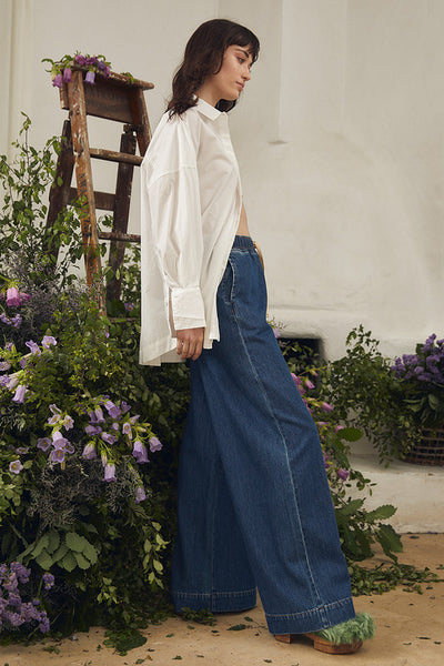 Elastic Waist Pant - Mid Blue A FURTHER 15% OFF AUTOMATICALLY APPLIED AT CHECKOUT