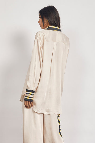 Tide Long Sleeve Satin Shirt - Ecru A FURTHER 15% OFF AUTOMATICALLY APPLIED AT CHECKOUT