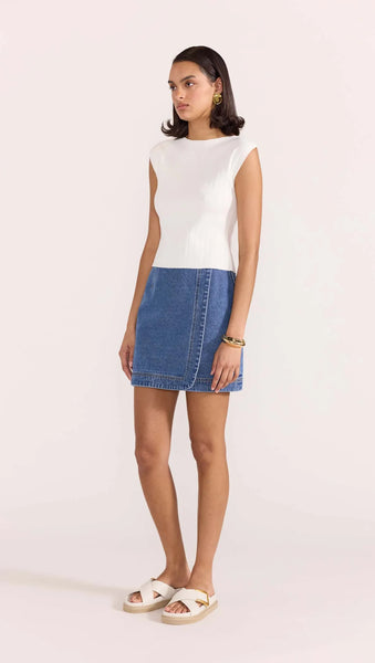 Avina Boat Neck Knit Top - White - 30% OFF AUTOMATICALLY APPLIED AT CHECKOUT