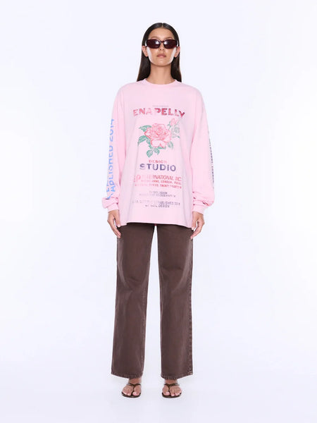 Hailey Long Sleeve Cuffed Tee - Blush Pink
