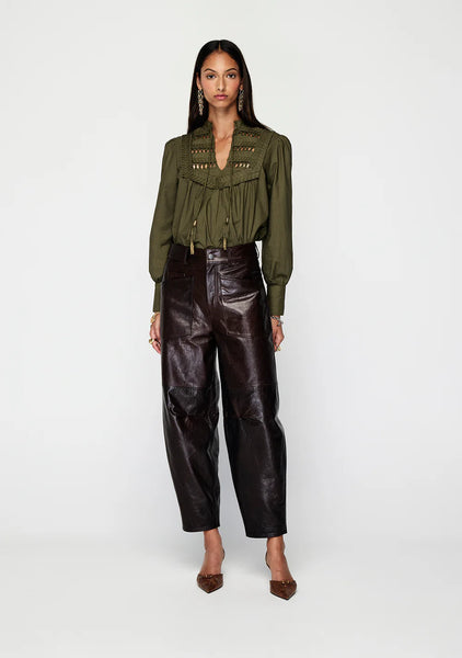 Anika Leather Pants - Chocolate