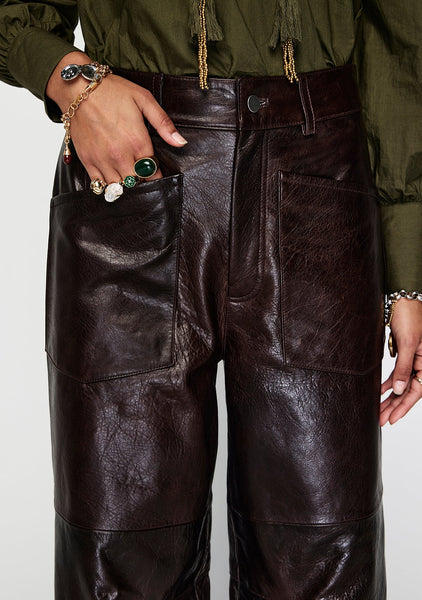 Anika Leather Pants - Chocolate