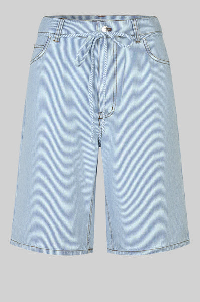 Marseilles String Tie Denim Short - Light Blue Stripe