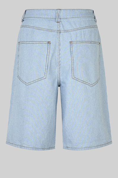 Marseilles String Tie Denim Short - Light Blue Stripe