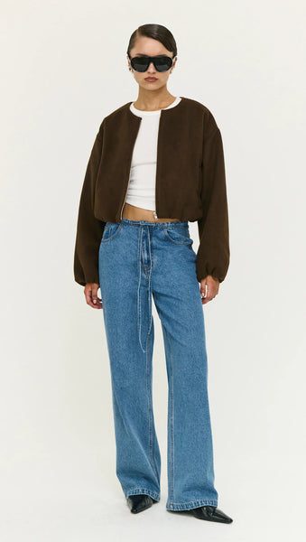 Alaric Cropped Jacket - Chocolate - et seQ fashion
