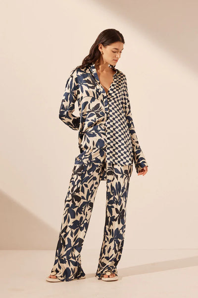 Magnolia Silk Bias Cut Pant - Ivory/Navy A FURTHER 15% OFF AUTOMATICALLY APPLIED AT CHECKOUT - et seQ fashion