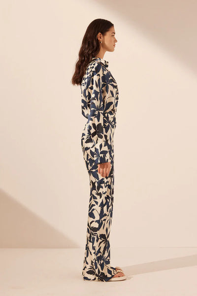 Magnolia Silk Bias Cut Pant - Ivory/Navy A FURTHER 15% OFF AUTOMATICALLY APPLIED AT CHECKOUT - et seQ fashion