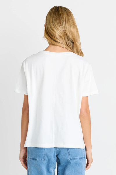 Ellia Crew Tee - Flower print - White - et seQ fashion